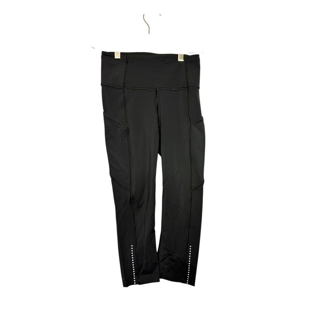 Lululemon Fast & Free‎ High Rise Crop Legging Olive Green Women 4 Reflective Gym